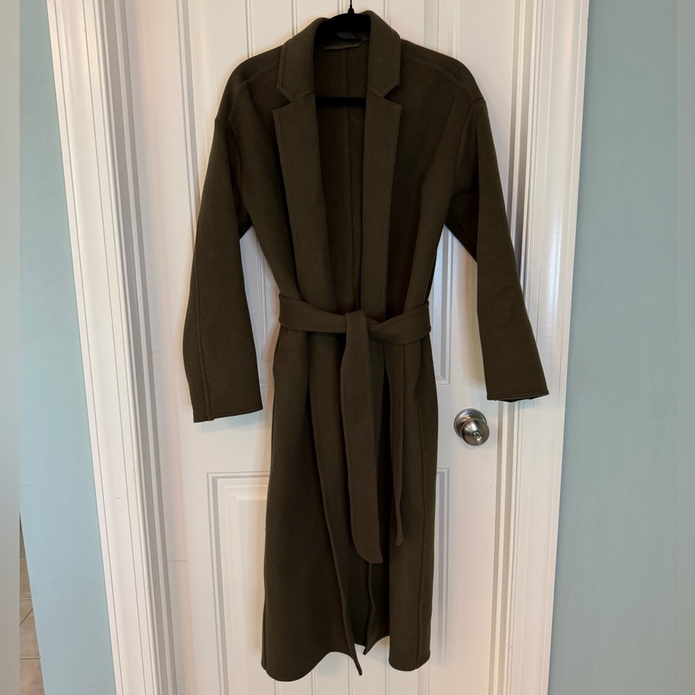 Jenni Kayne Cashmere Olive Green Overcoat  Luxury Minimalist Cost /Jacket - Picture 8 of 16